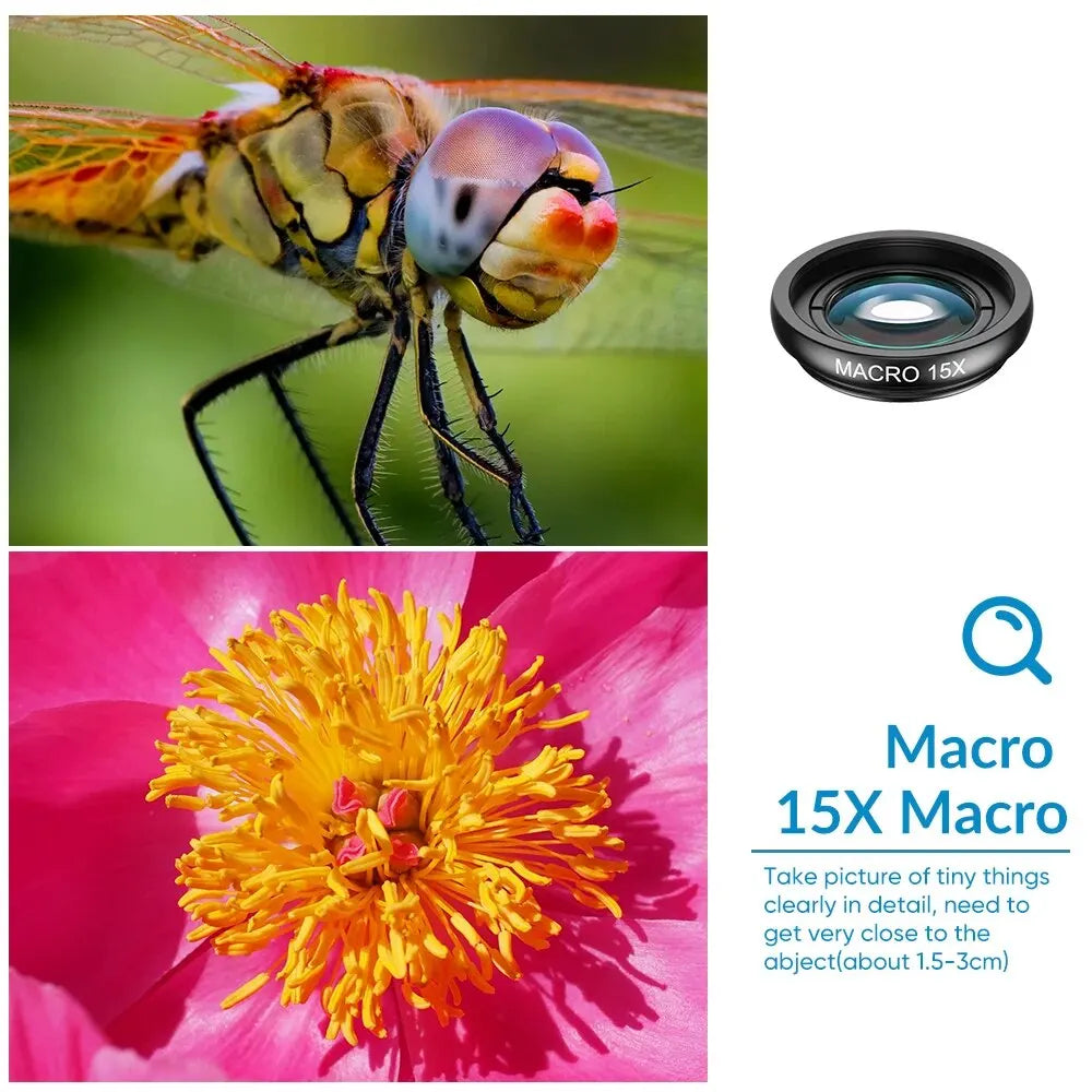 10 in 1 Mobile Phone Lens Kit 22X Telephoto Fisheye Lens Wide Angle Macro Lens+Cpl Star Flow Filters for All Smartphones