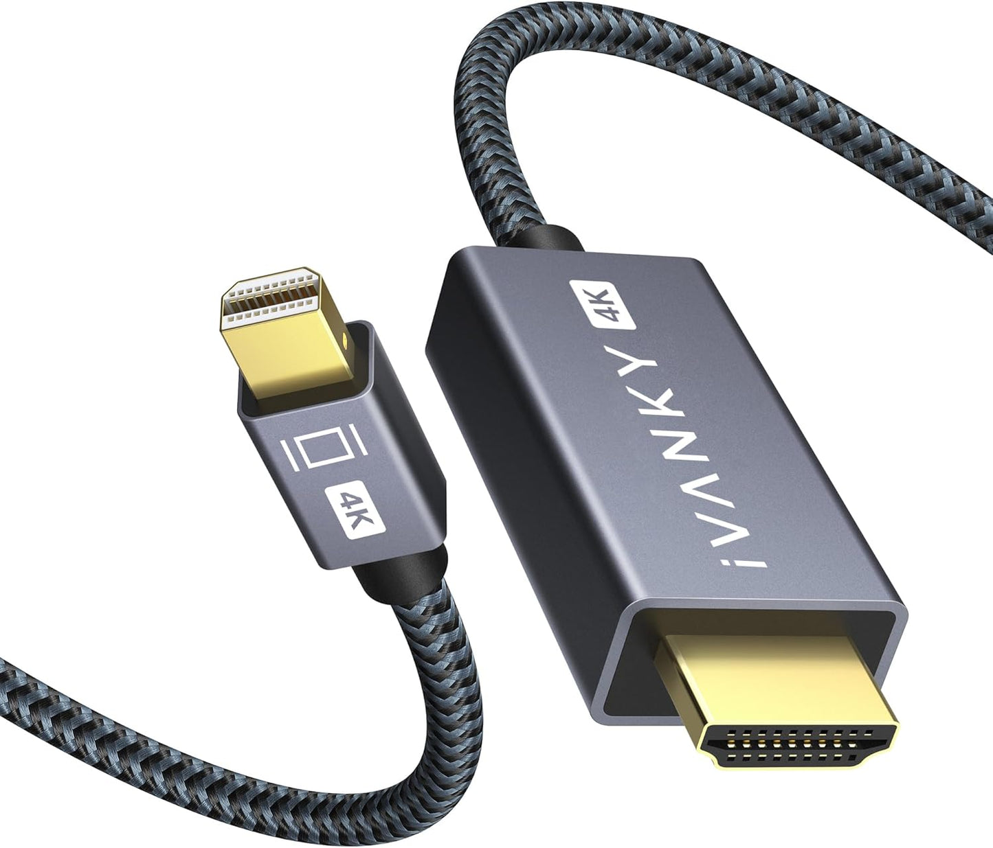4K Mini Displayport to HDMI Cable 6FT, 4K@30Hz Thunderbolt to HDMI | [Alum Shell/Nylon Braided/Optimal Chip Solution], Mini DP to HDMI for Macbook Air/Pro, Surface Pro/Dock, Monitor, Projector