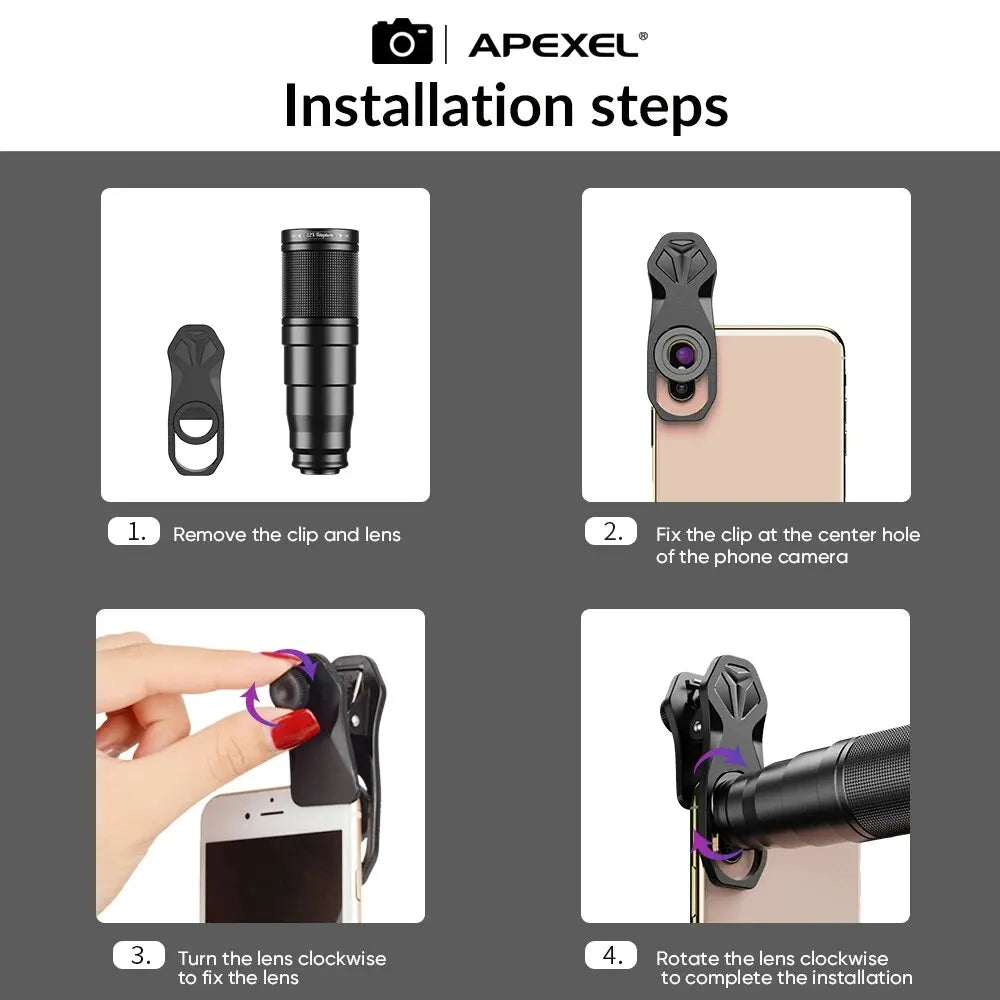 10 in 1 Mobile Phone Lens Kit 22X Telephoto Fisheye Lens Wide Angle Macro Lens+Cpl Star Flow Filters for All Smartphones
