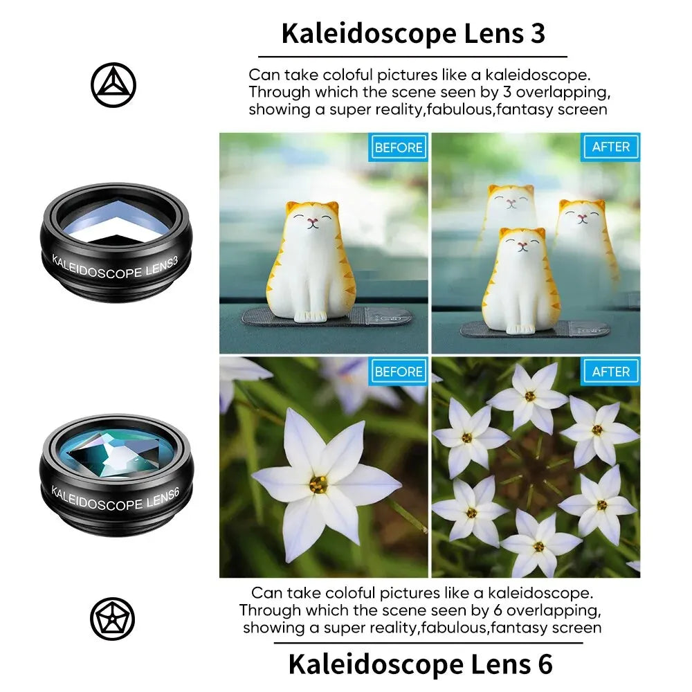 10 in 1 Mobile Phone Lens Kit 22X Telephoto Fisheye Lens Wide Angle Macro Lens+Cpl Star Flow Filters for All Smartphones