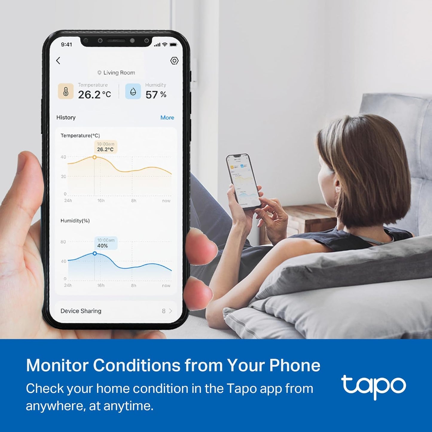 Tp-Link Tapo Smart Temperature and Humidity Sensor T310, White, Requires Tapo Hub, High-Accuracy Swiss-Made Sensor, Real-Time Notifications, Free Data Storage, Long-Lasting Performance