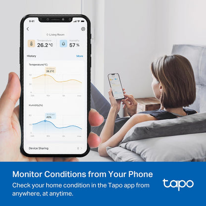 Tp-Link Tapo Smart Temperature and Humidity Sensor T310, White, Requires Tapo Hub, High-Accuracy Swiss-Made Sensor, Real-Time Notifications, Free Data Storage, Long-Lasting Performance