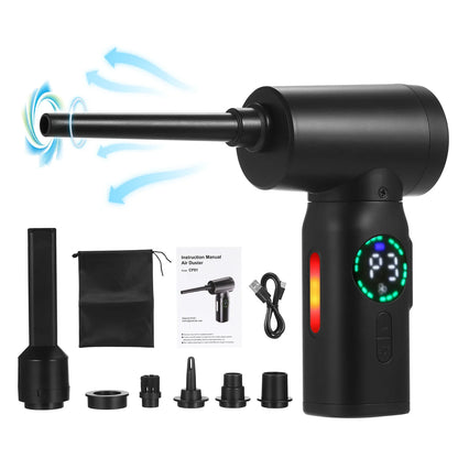 Compressed-Air-Duster--Cleaner with Digital Screen Brush Motor, 100W 7500Mah Electric Air Dusters Cleaner Electric Air Duster